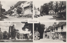 Load image into Gallery viewer, Collage of black and white photos showing various scenes of Chilham, including a church and village houses.
