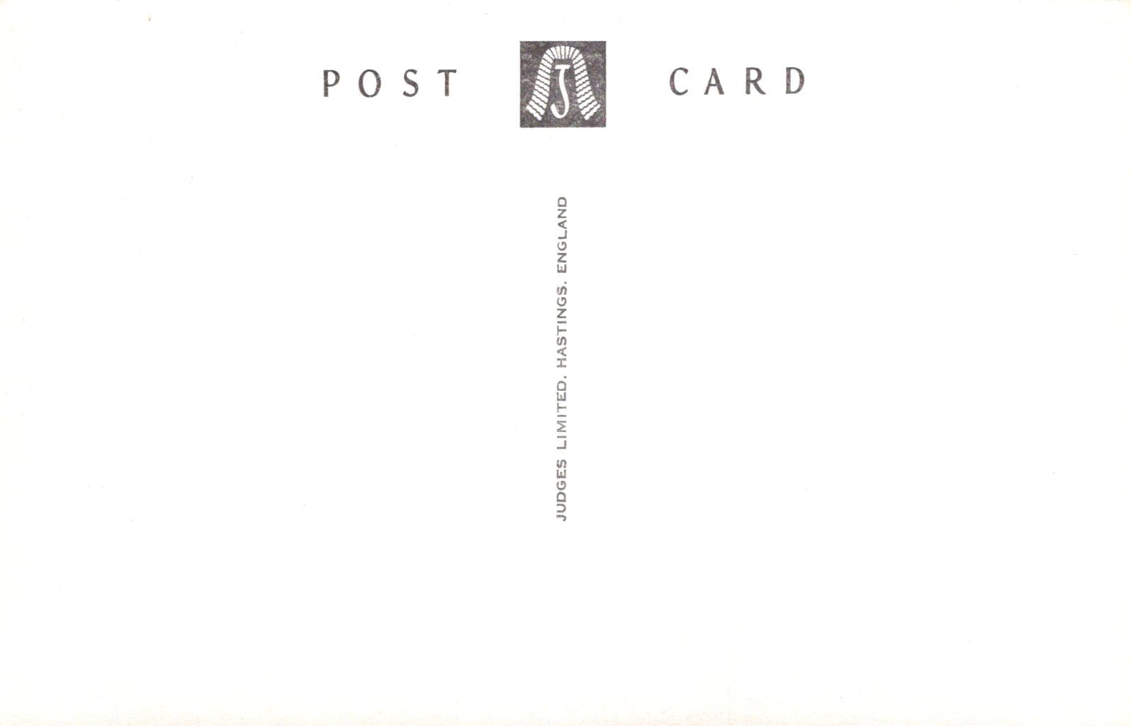 White postcard with 'POST CARD' text and a logo on a white background