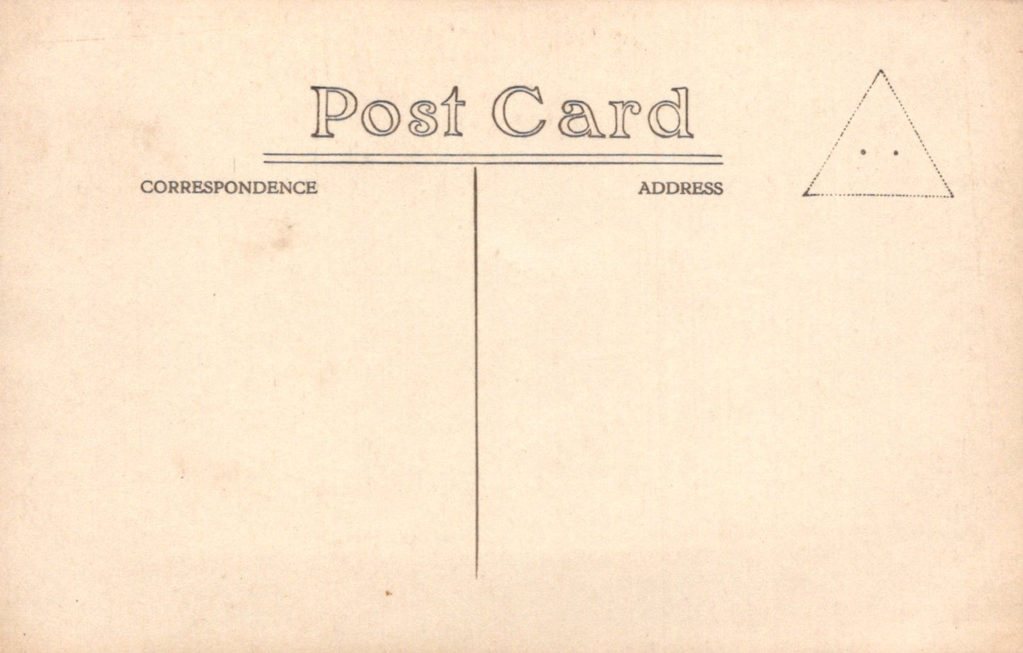 Vintage-style postcard with text and a line drawing on a beige background