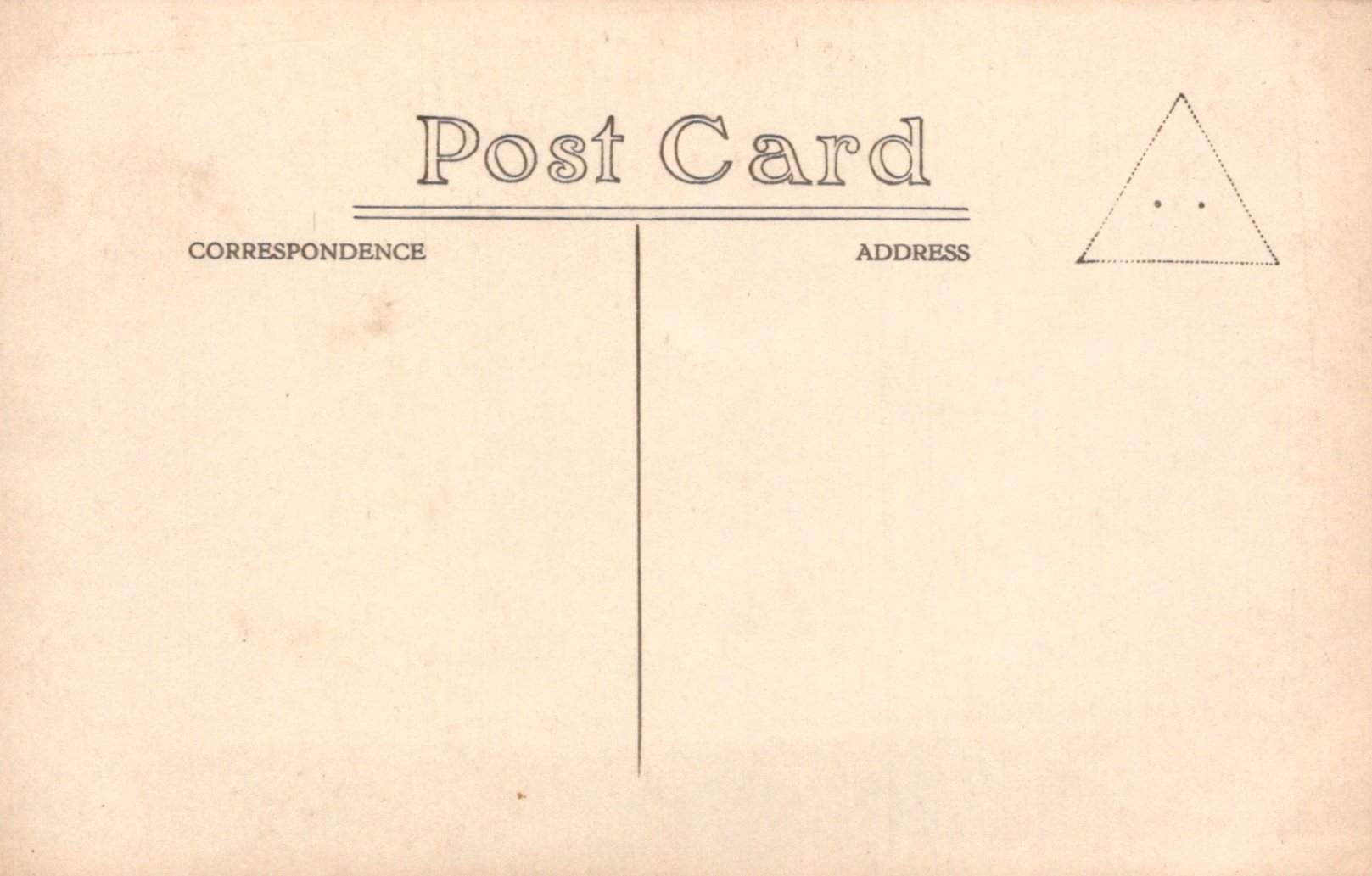 Vintage-style postcard with text and a line drawing on a beige background