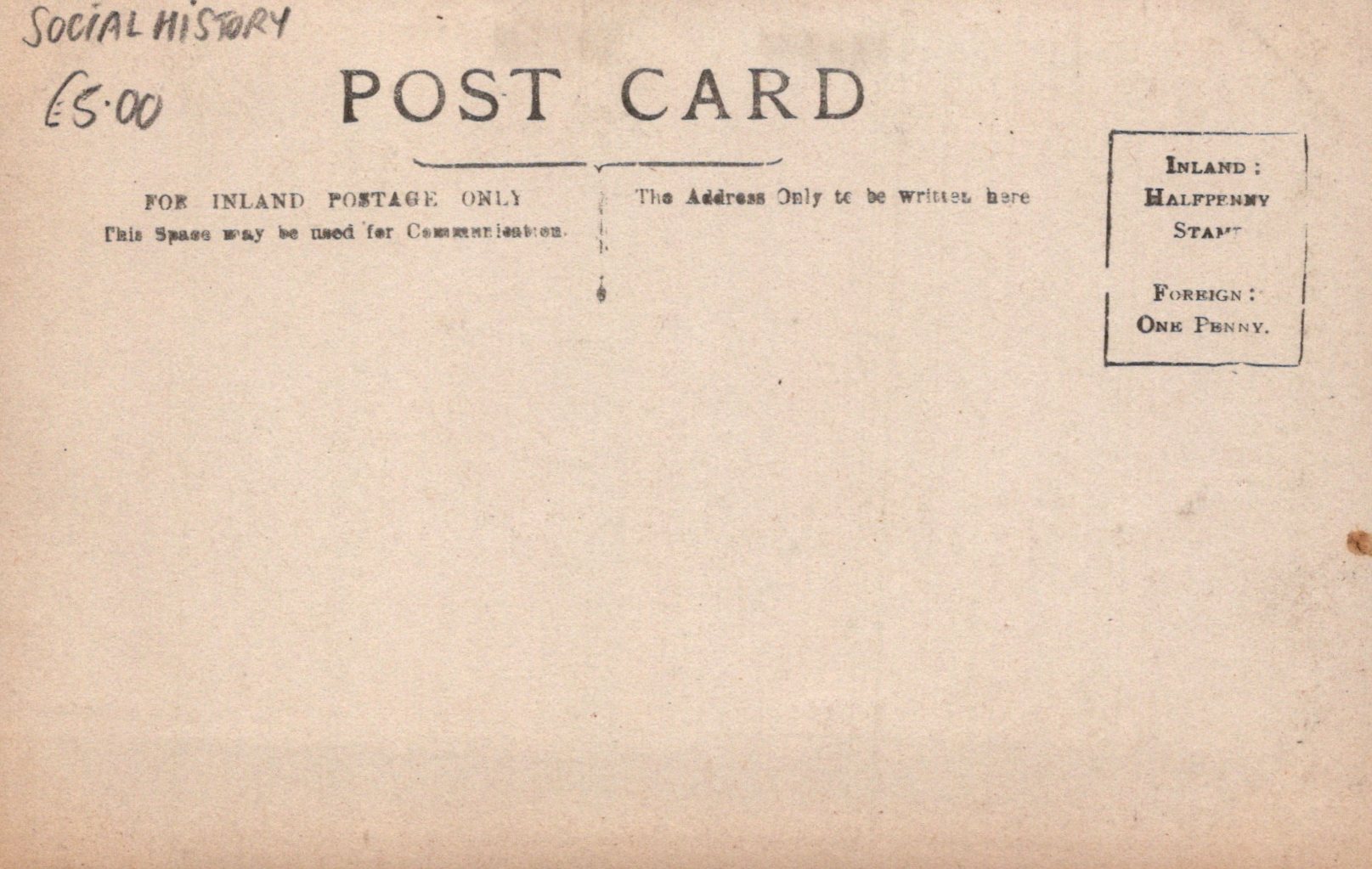 Vintage postcard with text and stamps on a beige background