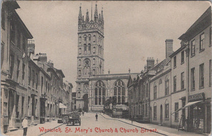 Warwickshire Postcard - Warwick, St Mary's Church and Church Street XT182