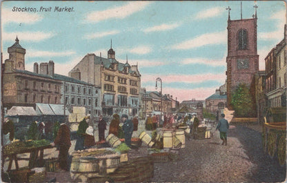 Co Durham Postcard - Stockton-on-Tees Fruit Market  XT198