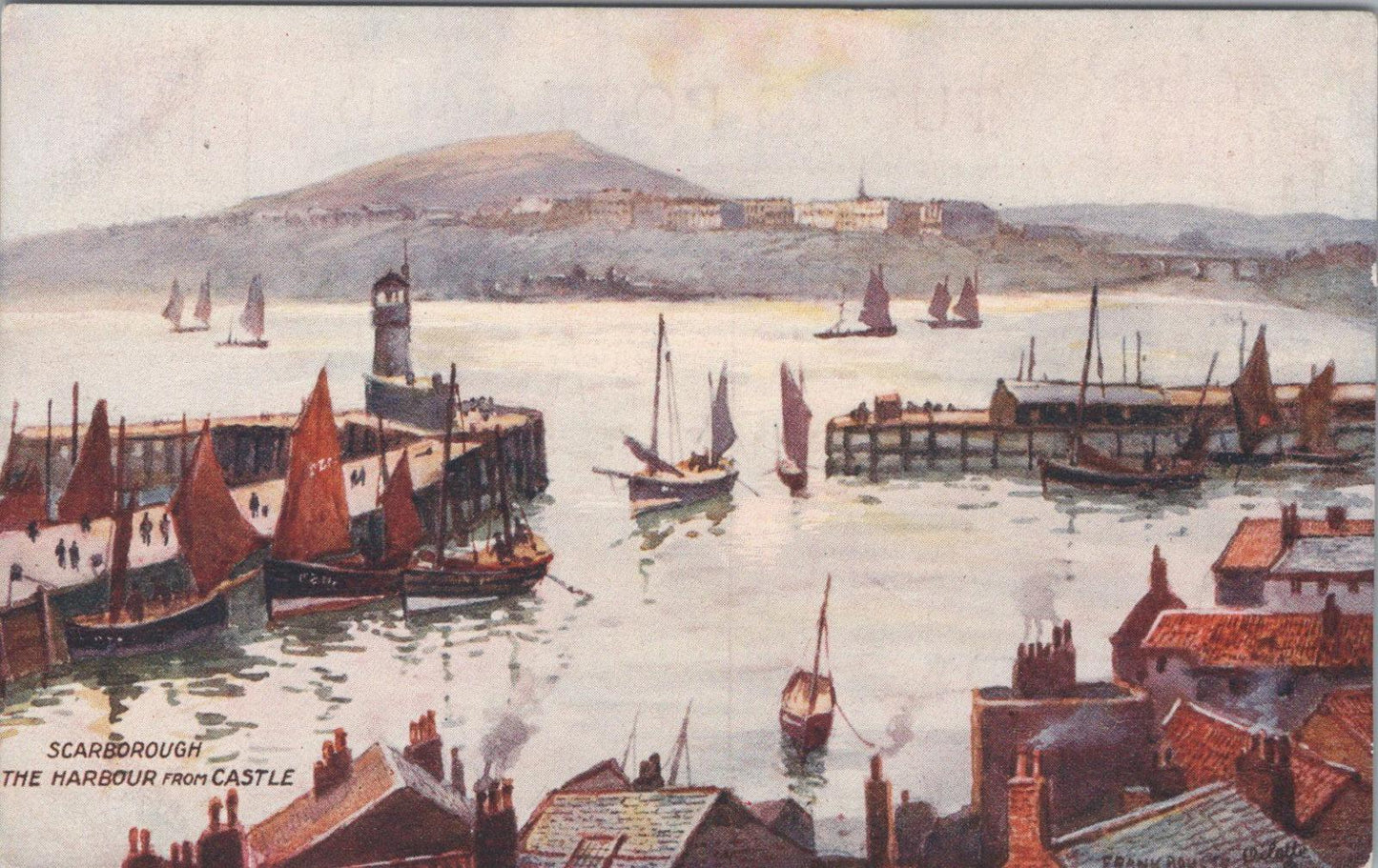 Yorkshire Postcard - Scarborough, The Harbour From Castle   XT224