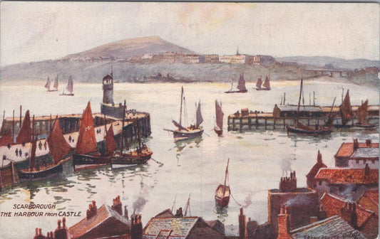 Yorkshire Postcard - Scarborough, The Harbour From Castle   XT224