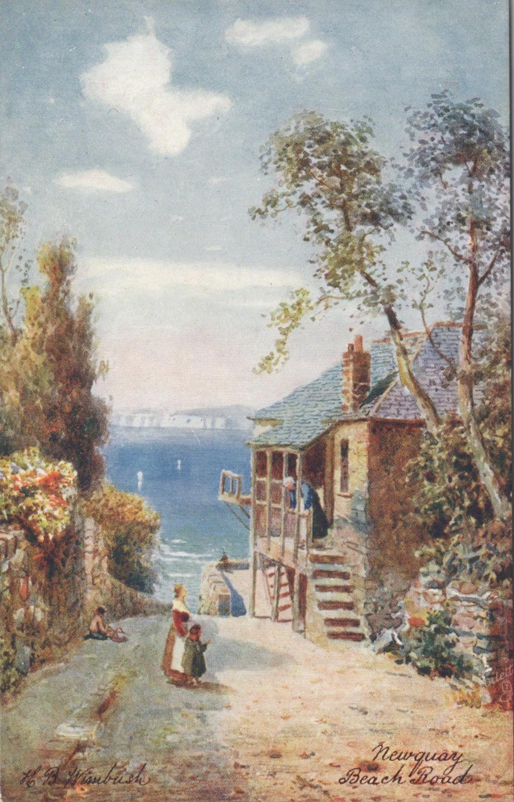 Cornwall Postcard - Newquay Beach Road, Artist Henry B. Wimbush   XT945