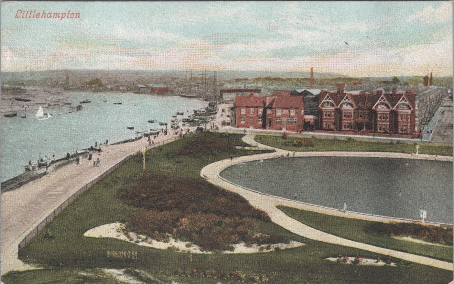 Sussex Postcard - Littlehampton, Model Boating Pond and the River Arun XT949