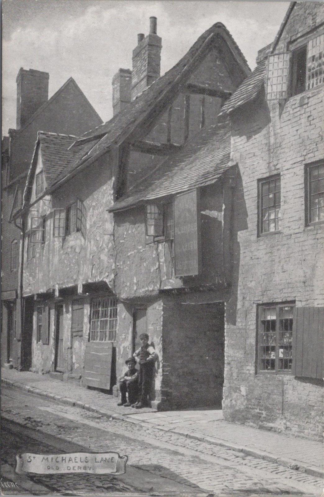 Derbyshire Postcard - St Michaels Lane, Old Derby Artist Alfred John Keene XT954