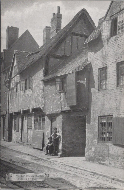 Derbyshire Postcard - St Michaels Lane, Old Derby Artist Alfred John Keene XT954