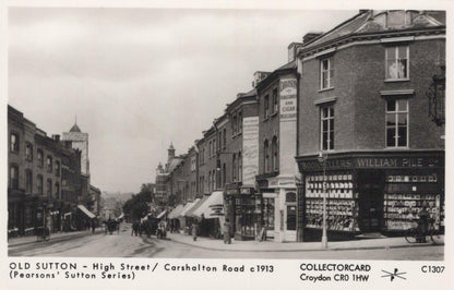 Surrey Postcard: Old Sutton High Street Carshalton Road c1913 (Repro) XT2174
