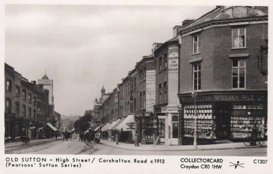 Surrey Postcard: Old Sutton High Street Carshalton Road c1913 (Repro) XT2174