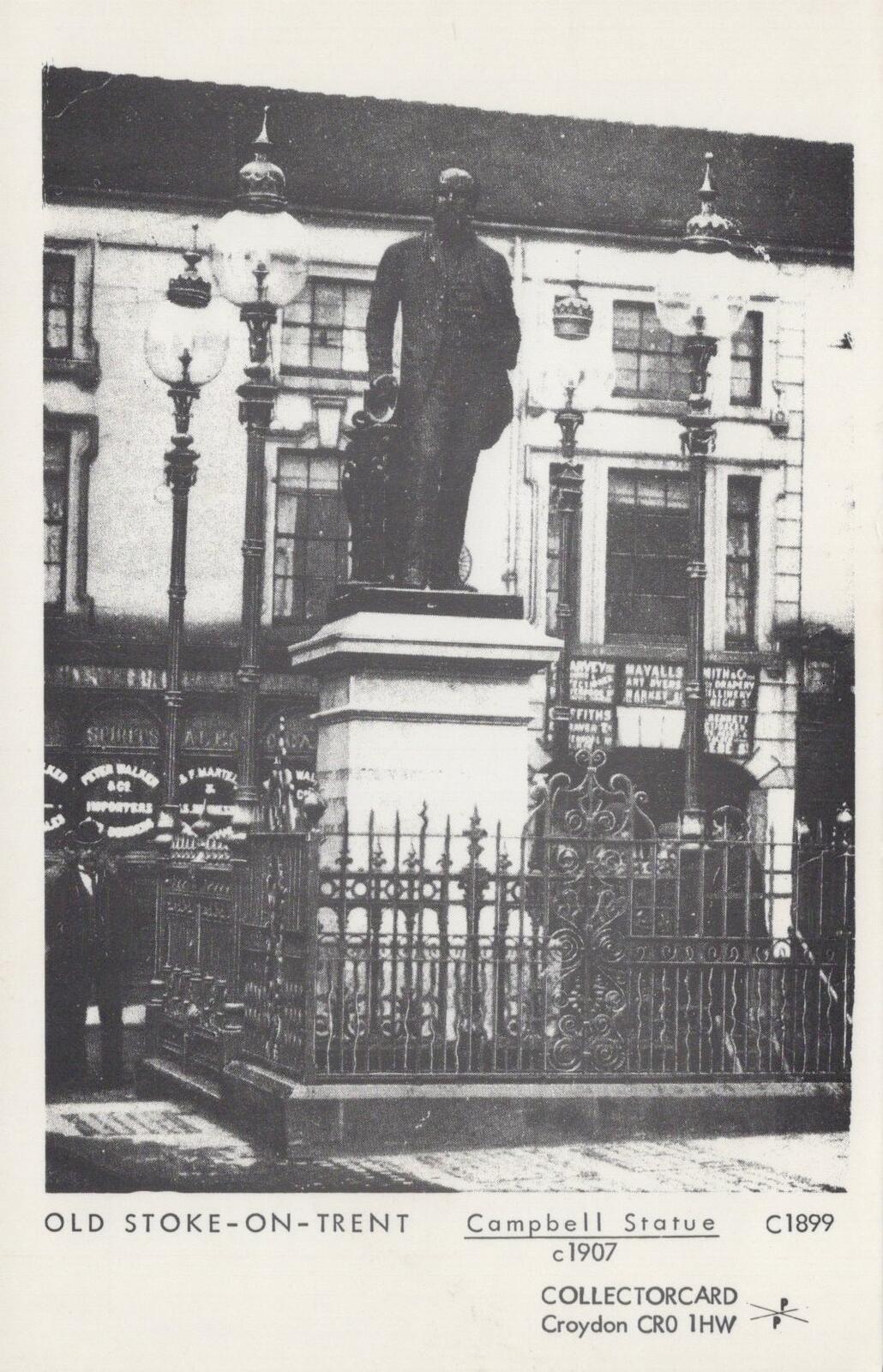 Staffordshire Postcard: Old Stoke-on-Trent Campbell Statue c1907 (Repro) XT2178
