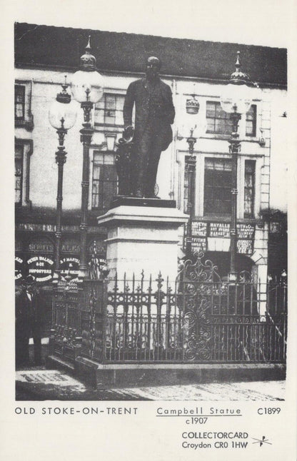 Staffordshire Postcard: Old Stoke-on-Trent Campbell Statue c1907 (Repro) XT2178