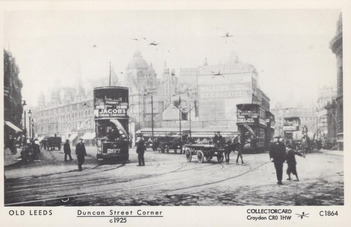 West Yorkshire Postcard: Old Leeds Duncan Street Corner Tram c1925 (Repro)XT2179