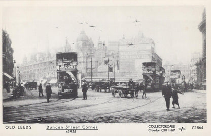 West Yorkshire Postcard: Old Leeds Duncan Street Corner Tram c1925 (Repro)XT2179