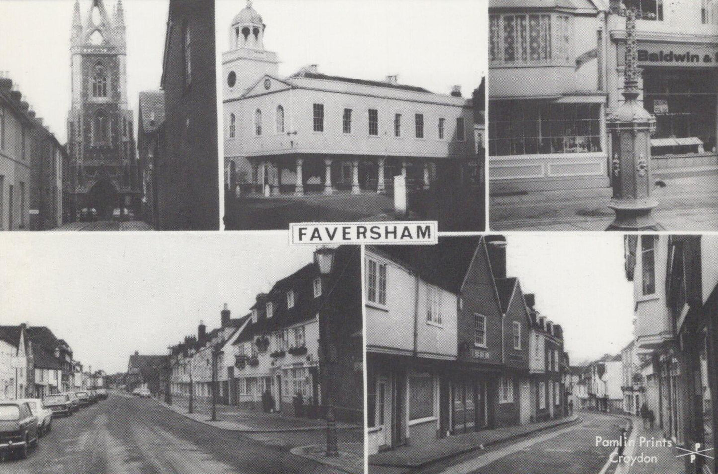 Kent Postcard: Faversham Multi-view Market Hall Guildhall Street Scenes XT2183