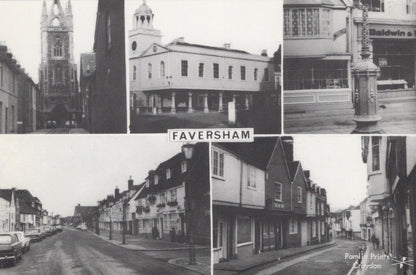 Kent Postcard: Faversham Multi-view Market Hall Guildhall Street Scenes XT2183