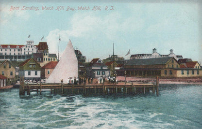 America Postcard - Boat Landing, Watch Hill Bay, Watch Hill, Rhode Island XT1246