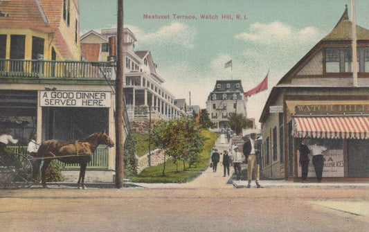 USA Postcard: Mastuxet Terrace Watch Hill Rhode Island RI Street View   XT2137