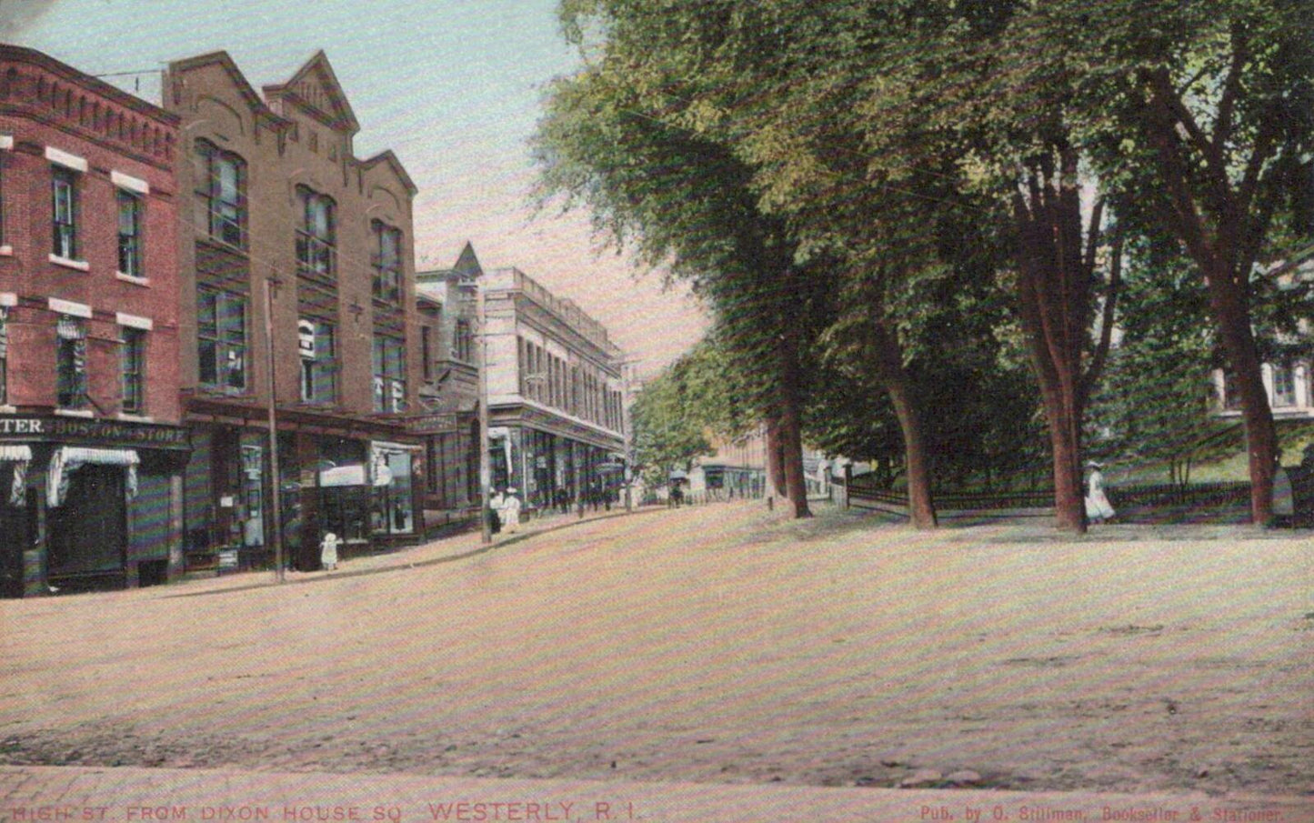 USA Postcard: High St from Dixon House Sq Westerly RI Historic Street  XT2142