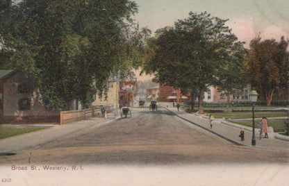 USA Postcard: Broad St Westerly Rhode Island RI Street Scene XT2150