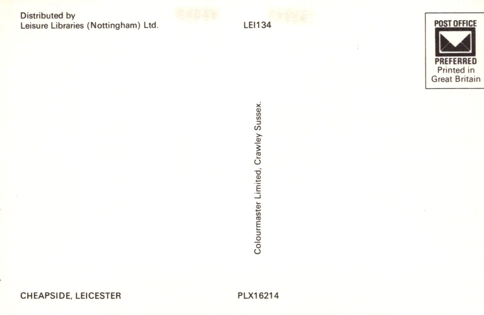 Back of a letter with printed text and a Post Office logo