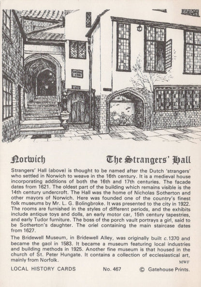 Norfolk Postcard - Norwich, The Strangers' Hall  VT572