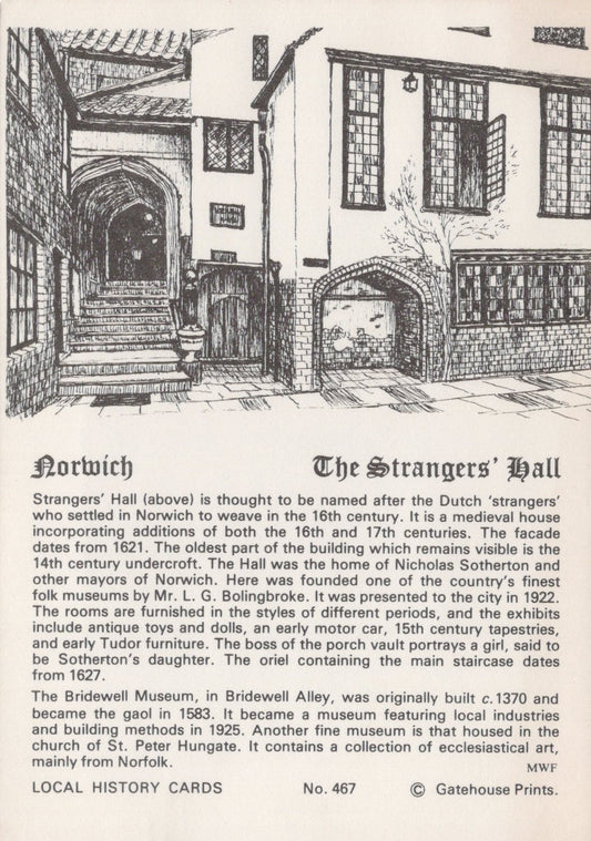 Norfolk Postcard - Norwich, The Strangers' Hall  VT572