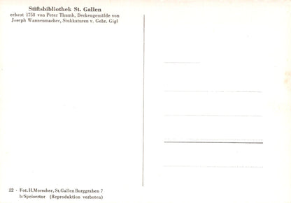 Switzerland Postcard - Abbey Library of Saint Gall, St Gallen  VT590
