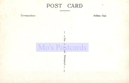 Vintage-style postcard with 'Mo's Postcards' branding on a gradient background