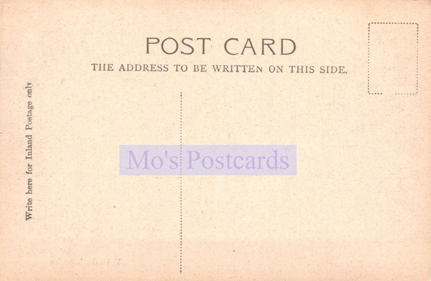 Vintage-style postcard with 'Mo's Postcards' branding on a beige background