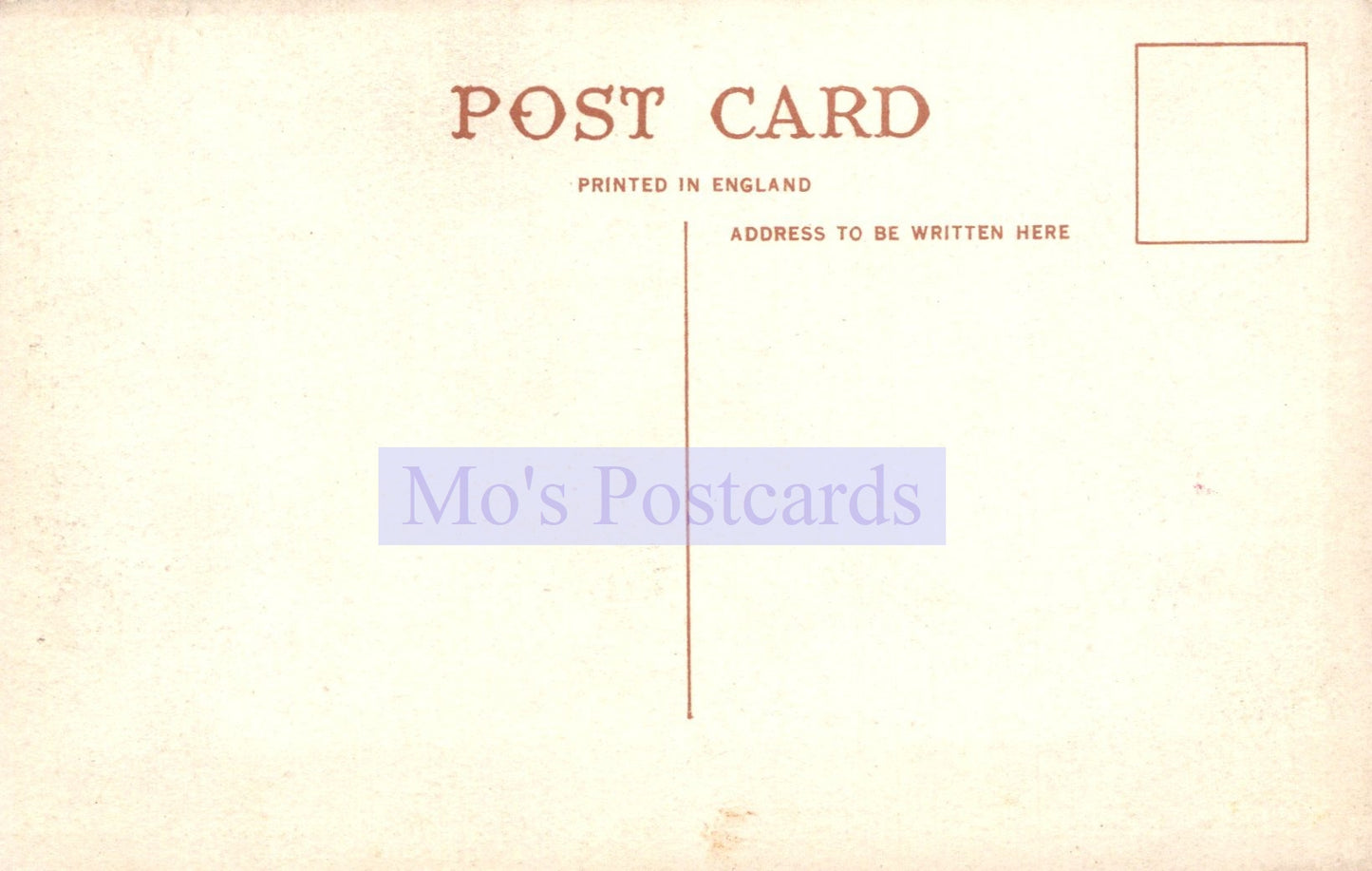 Vintage-style postcard with 'Mo's Postcards' branding on a beige background
