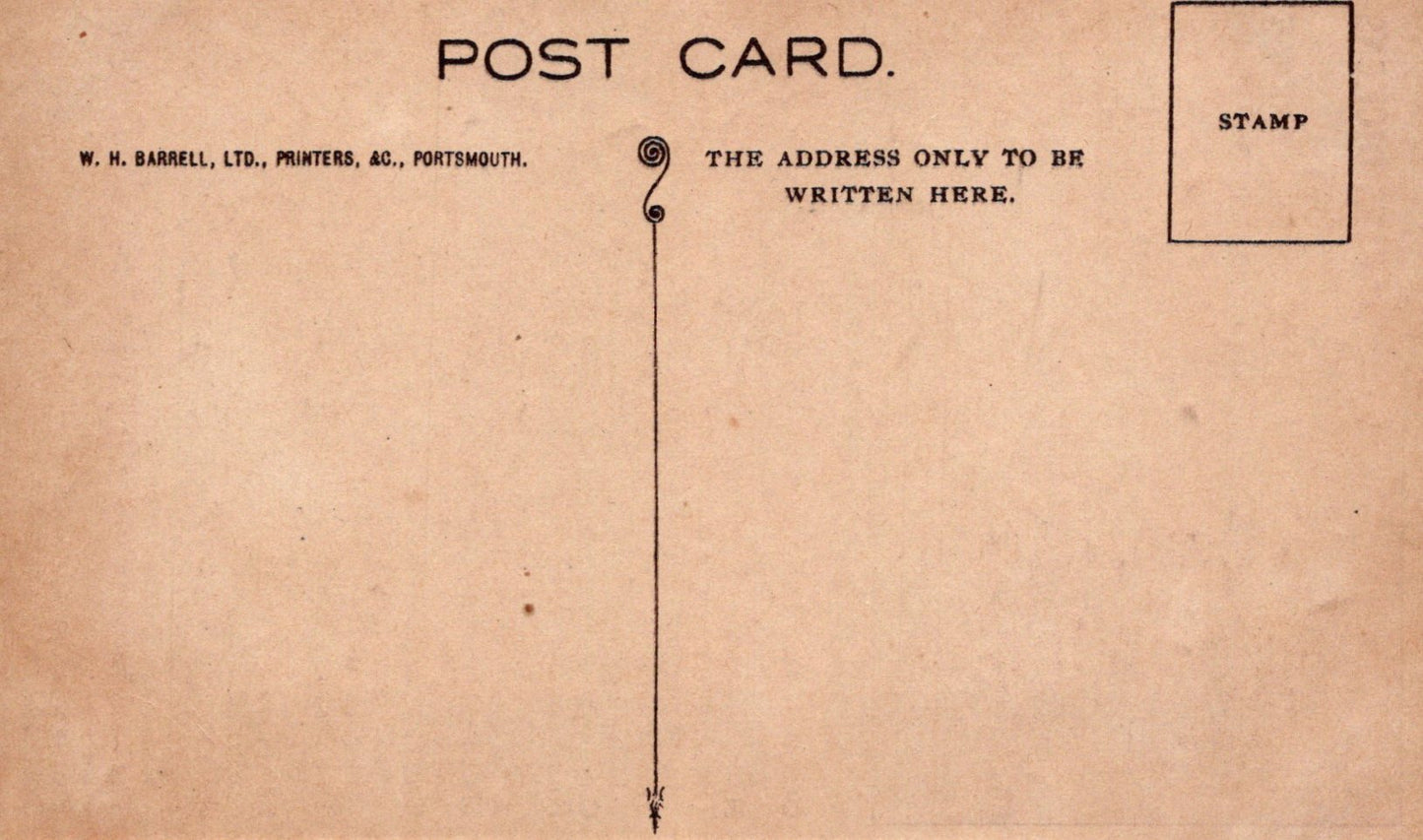 Vintage postcard with text and a stamp area on a brown background
