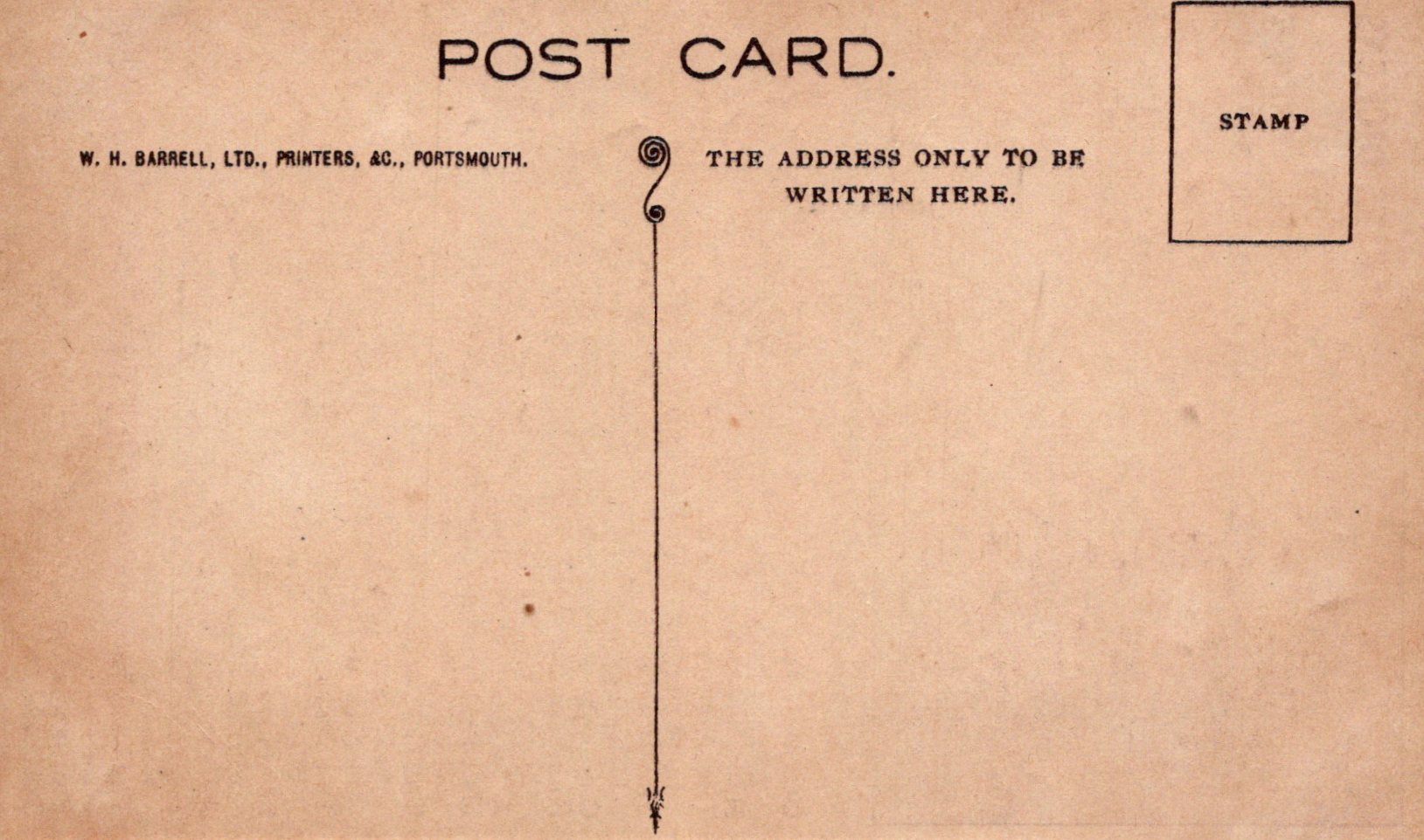 Vintage postcard with text and a stamp area on a brown background
