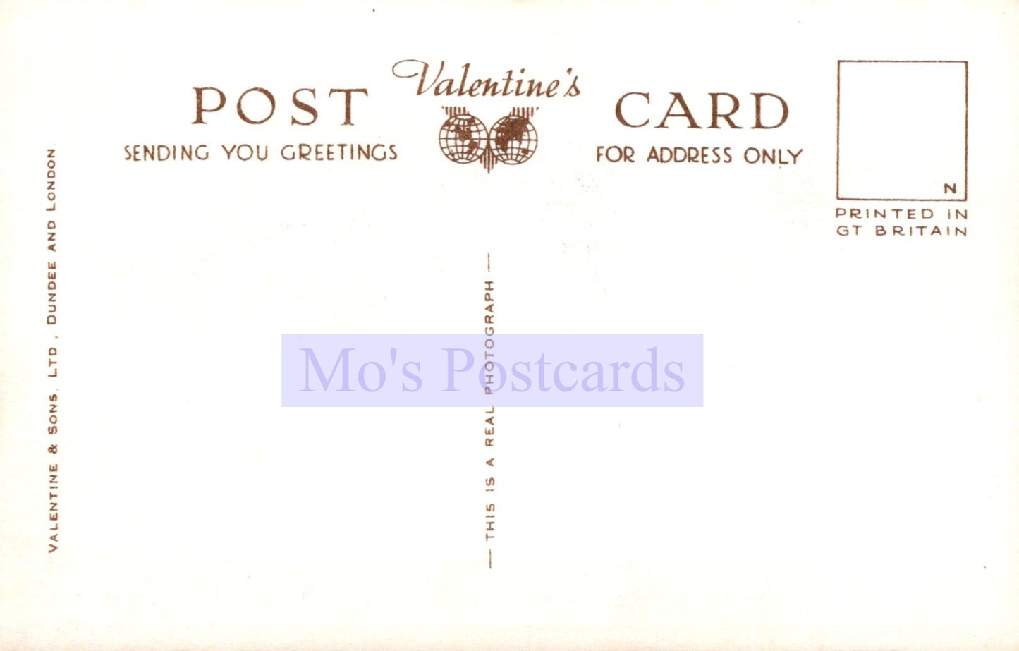Back of a Valentine's Day postcard with branding and text
