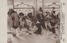Load image into Gallery viewer, Vintage black and white photo of women trying on shoes in a store
