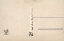 Load image into Gallery viewer, Beige postcard with text and stamps on a beige background
