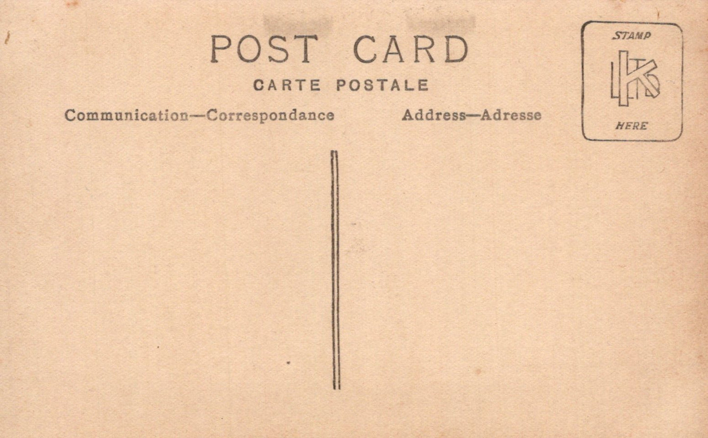 Vintage postcard with text and a stamp placeholder on a beige background