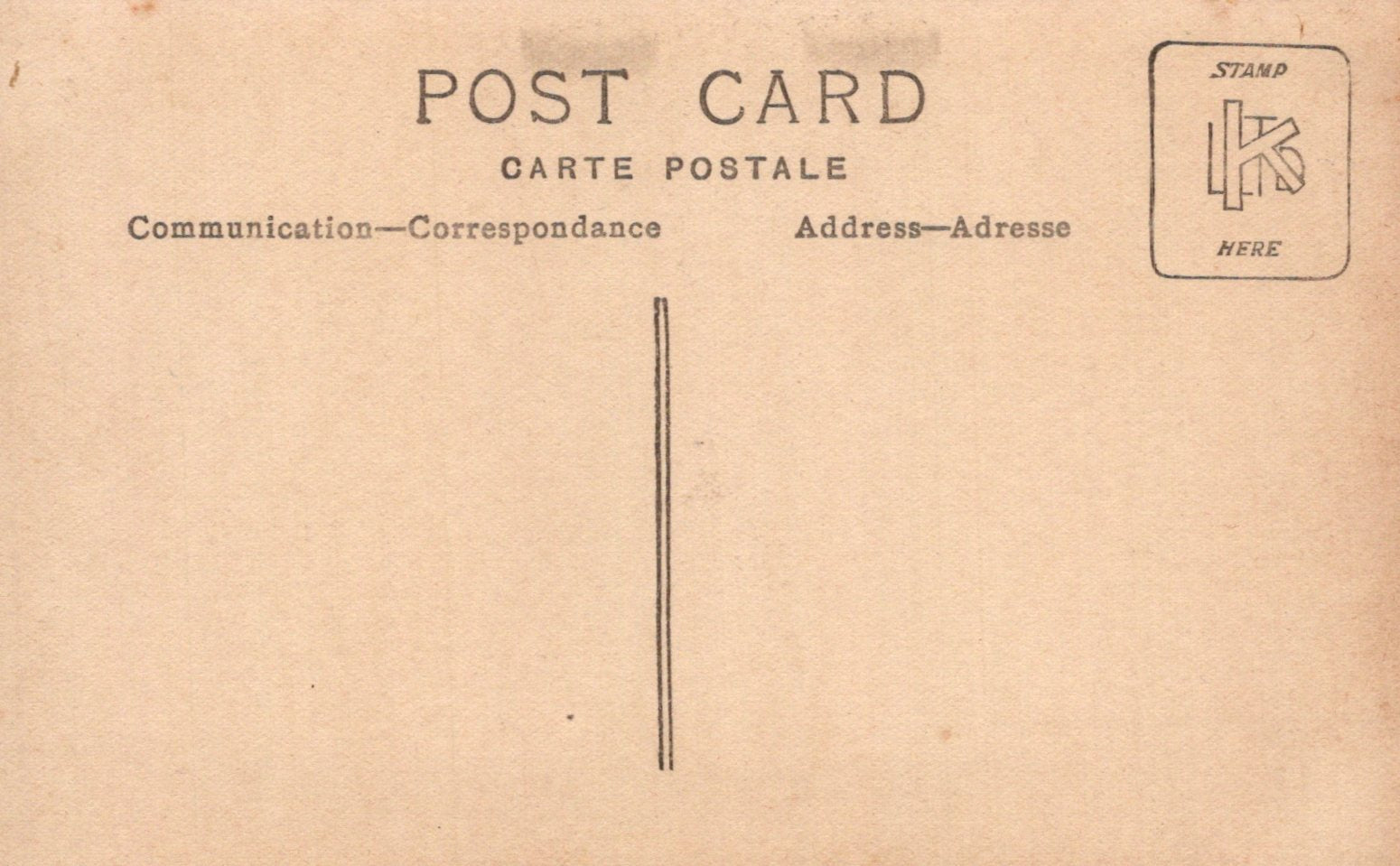 Vintage postcard with text and a stamp placeholder on a beige background