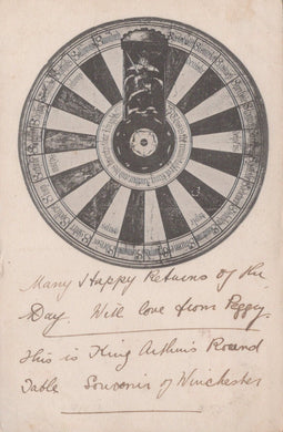 Circular design with text on a vintage card