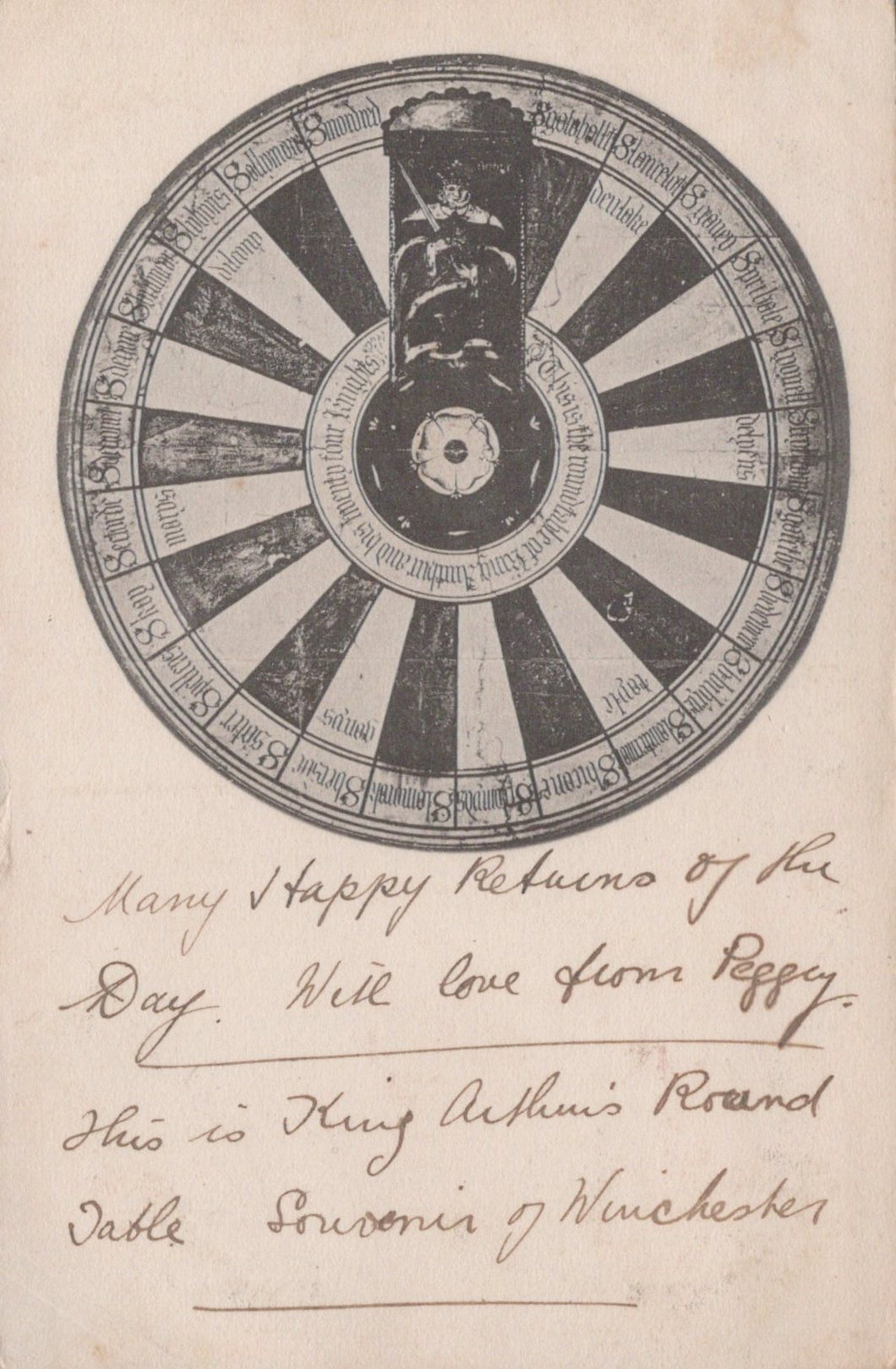 Circular design with text on a vintage card