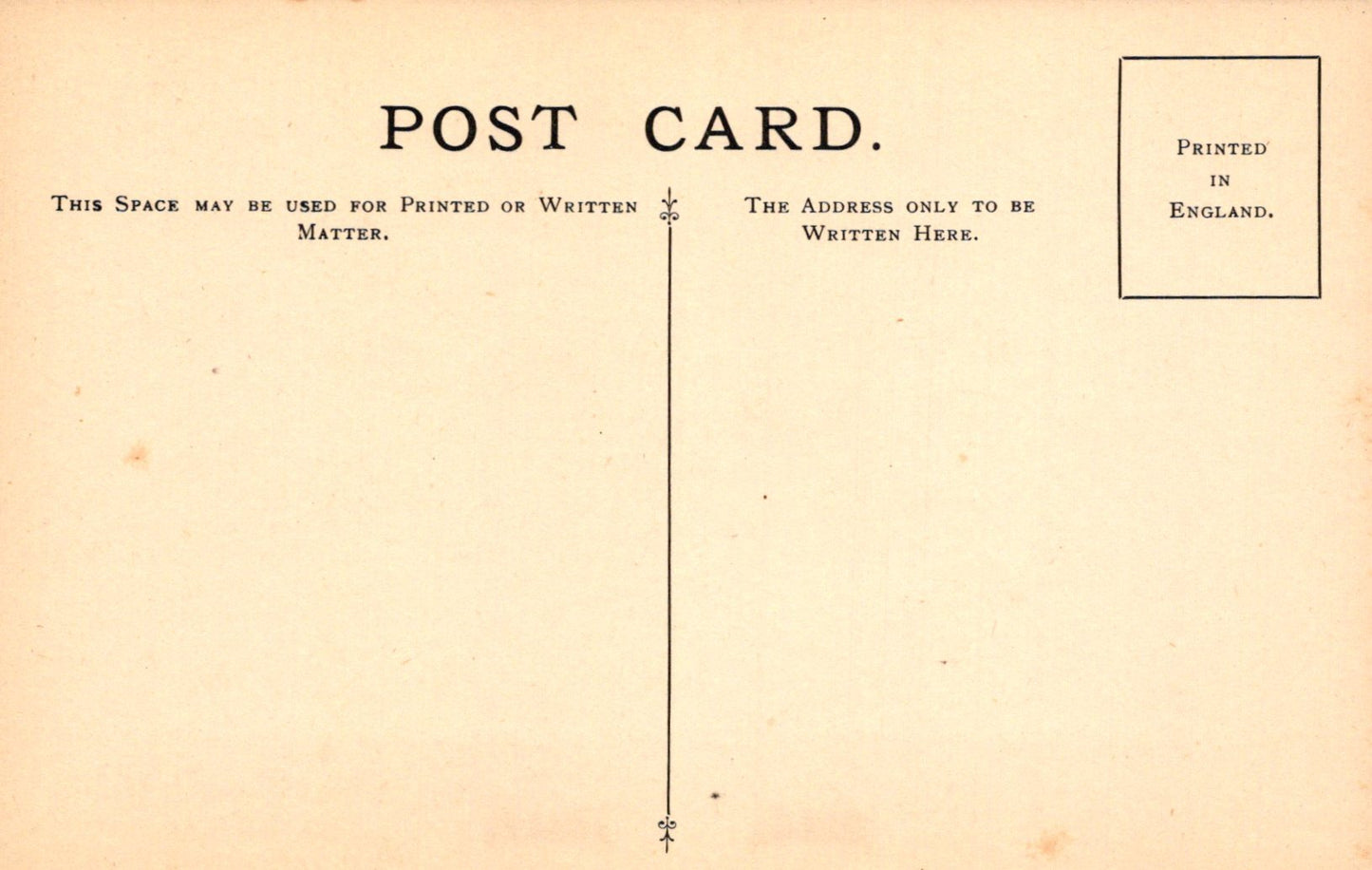 Vintage postcard with printed text and a line for writing on it.
