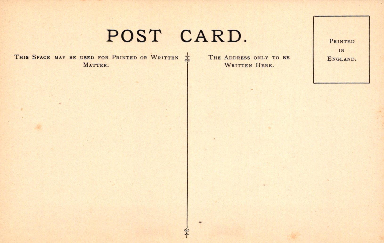 Vintage postcard with printed text and a line for writing on it.