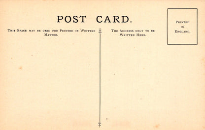 Vintage postcard with printed text and a line for writing on it.
