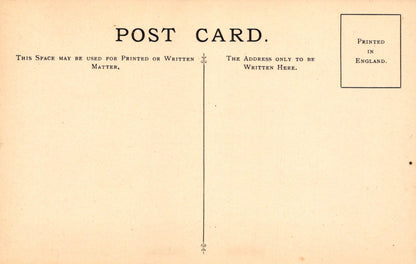 Vintage postcard with printed text and a flag symbol on a beige background