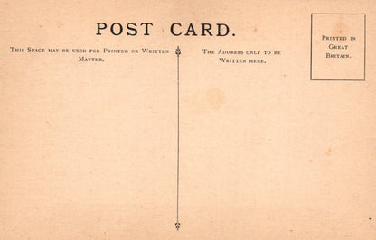 Vintage postcard with text and design elements on a beige background