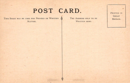 Vintage postcard with printed text and design elements on a beige background
