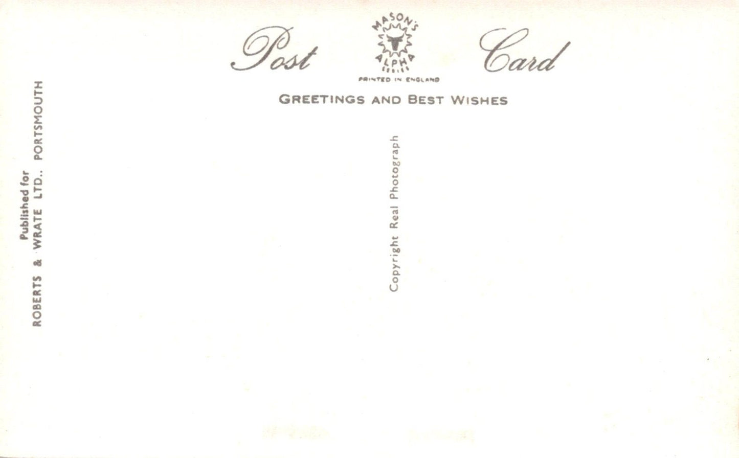 Vintage postcard with text and a logo on a white background