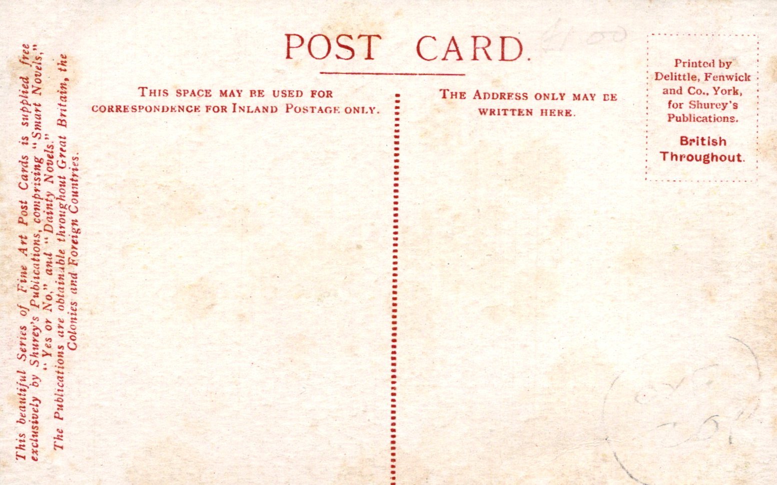 Vintage postcard with text and a dotted line for address