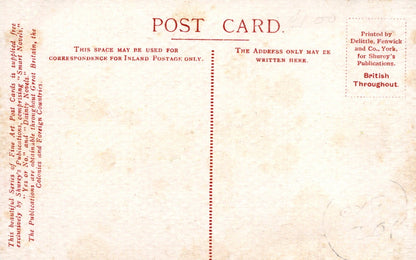 Vintage postcard with text and a dotted line for address